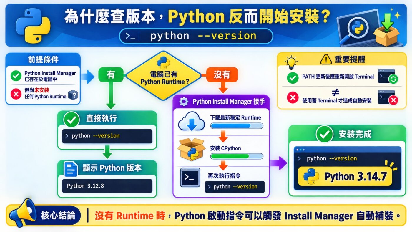 檢查版本時 Python 竟然自動安裝重點整理