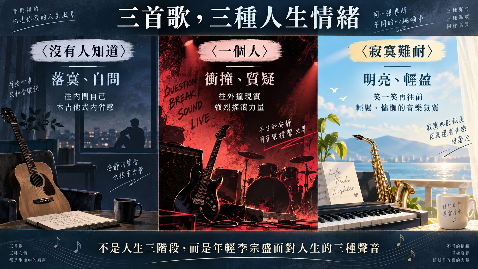三首歌，三種人生情緒　知識卡