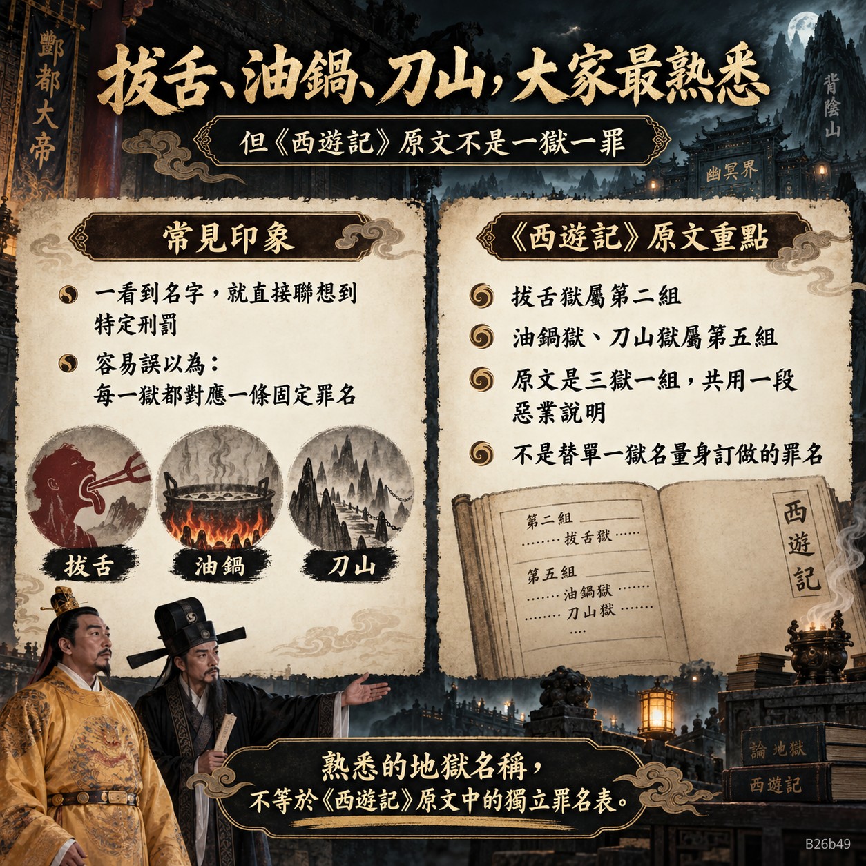 拔舌、油鍋、刀山並非一獄一罪辨誤　知識卡