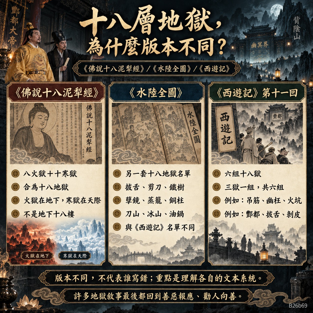 《十八泥犁經》、《水陸全圖》與《西遊記》版本差異比較 知識卡