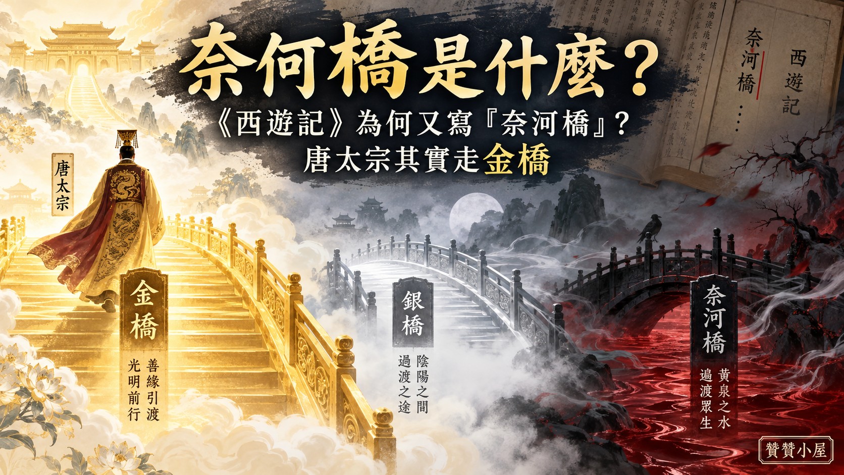奈何橋是什麼？《西遊記》為何又寫「奈河橋」？唐太宗其實走金橋