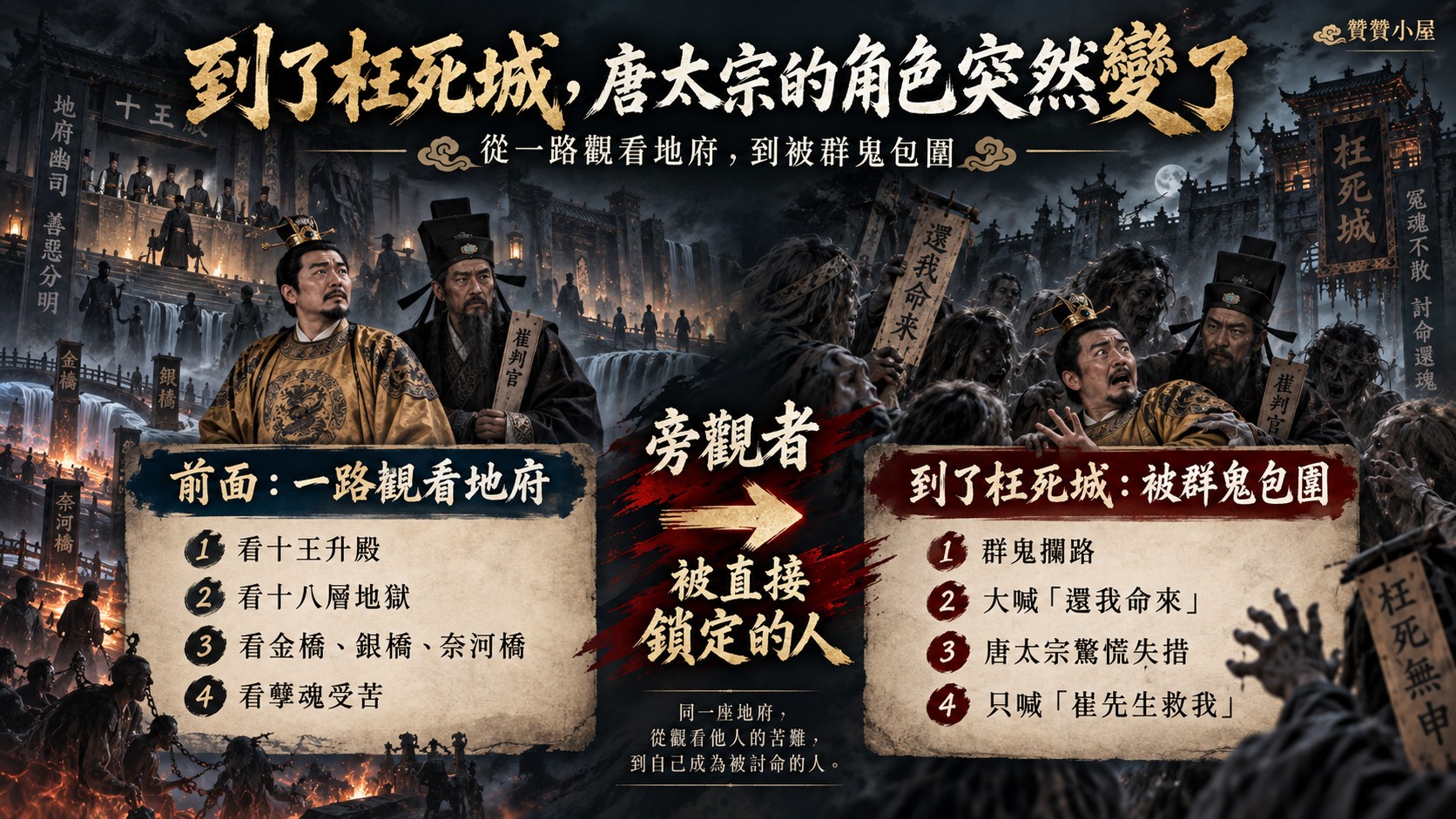 到了枉死城，唐太宗的角色突然變了