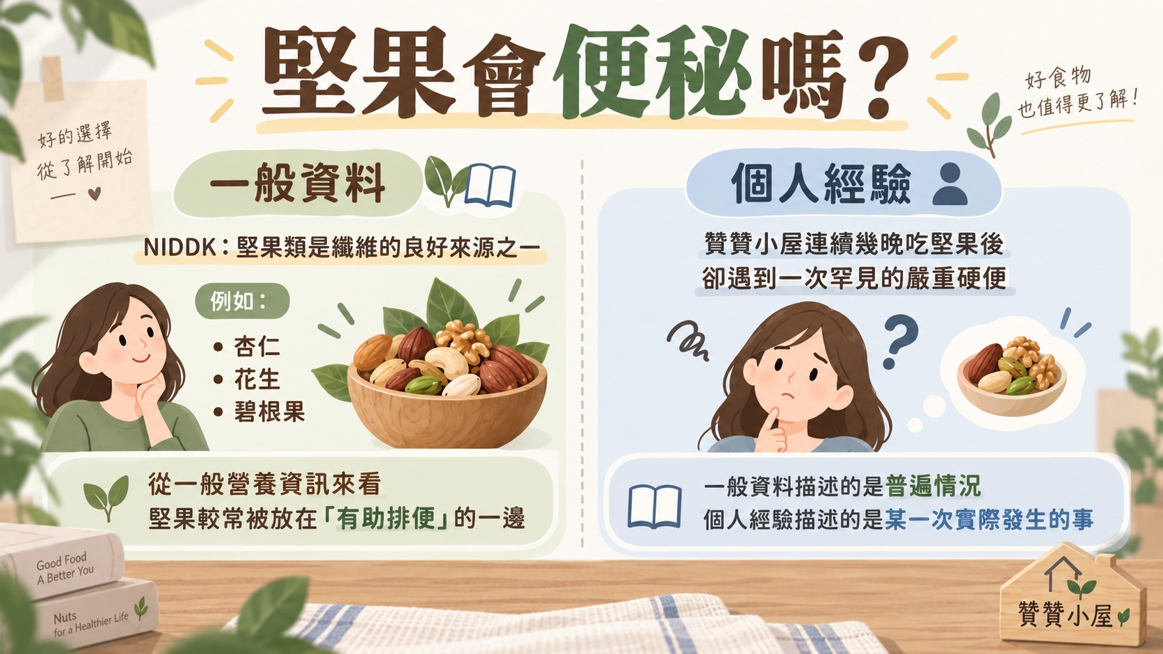 堅果會便秘嗎：一般資料與個人經驗對照