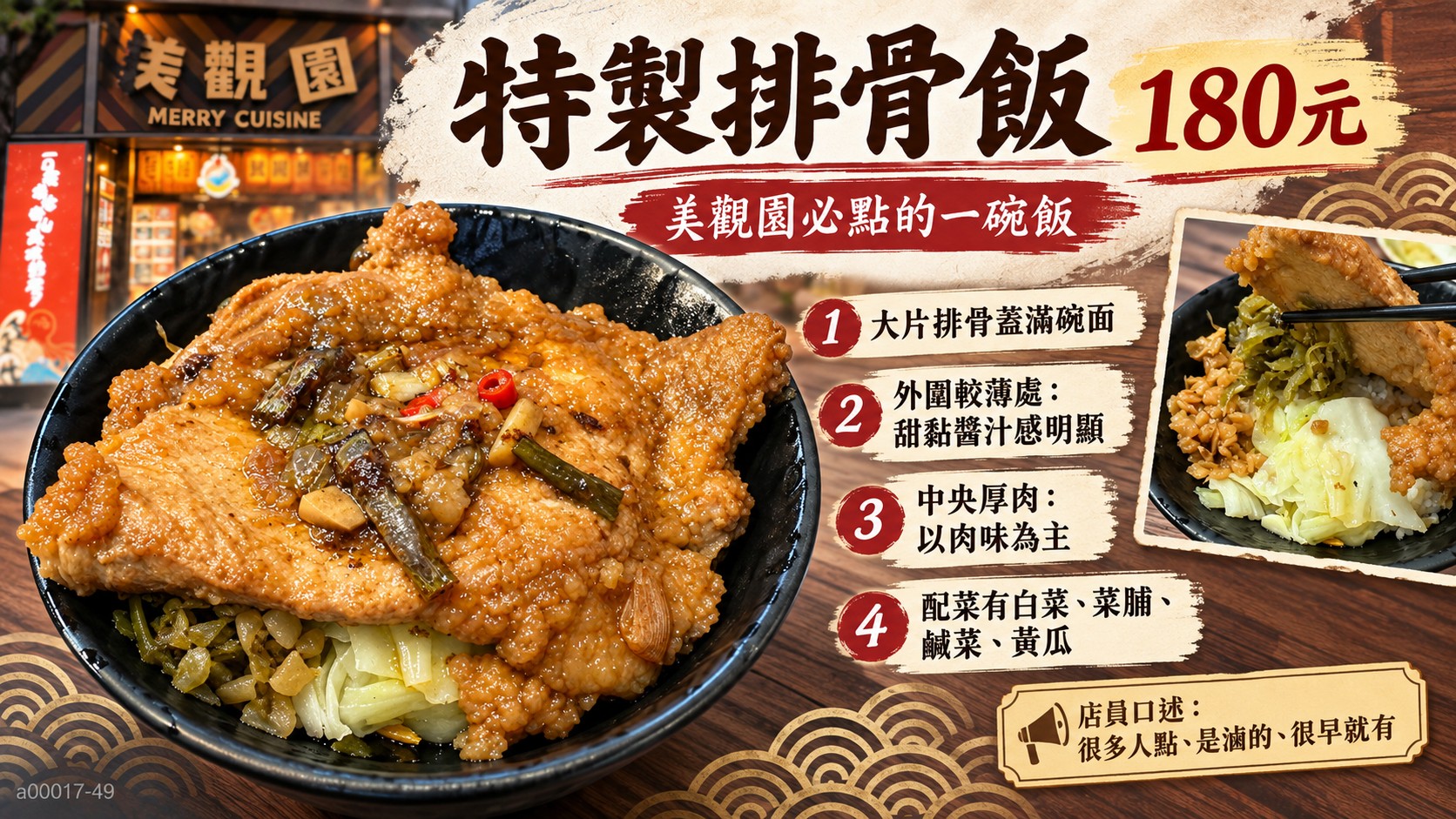 美觀園必點特製排骨飯180元知識卡