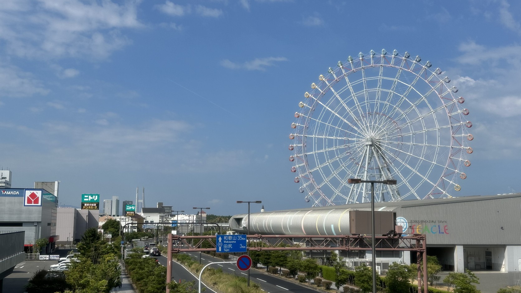 摩天輪與街道的遠景