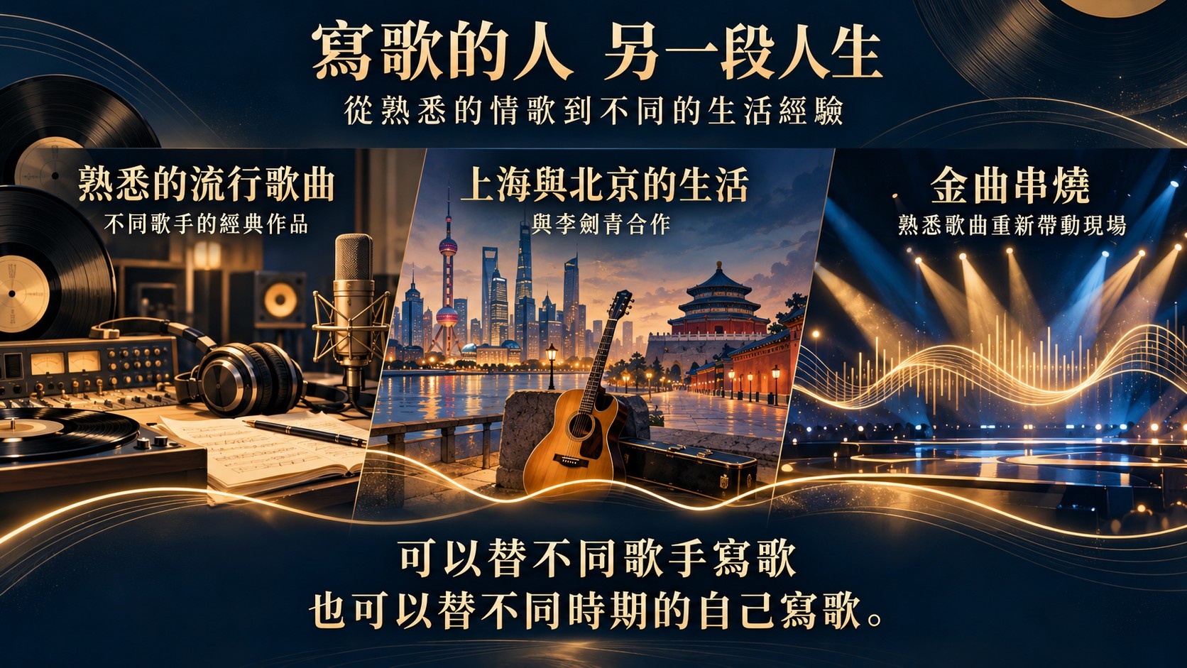 音樂主題整理卡：從熟悉的流行歌曲，到上海與北京的生活與李劍青合作，再到金曲串燒重新帶動現場