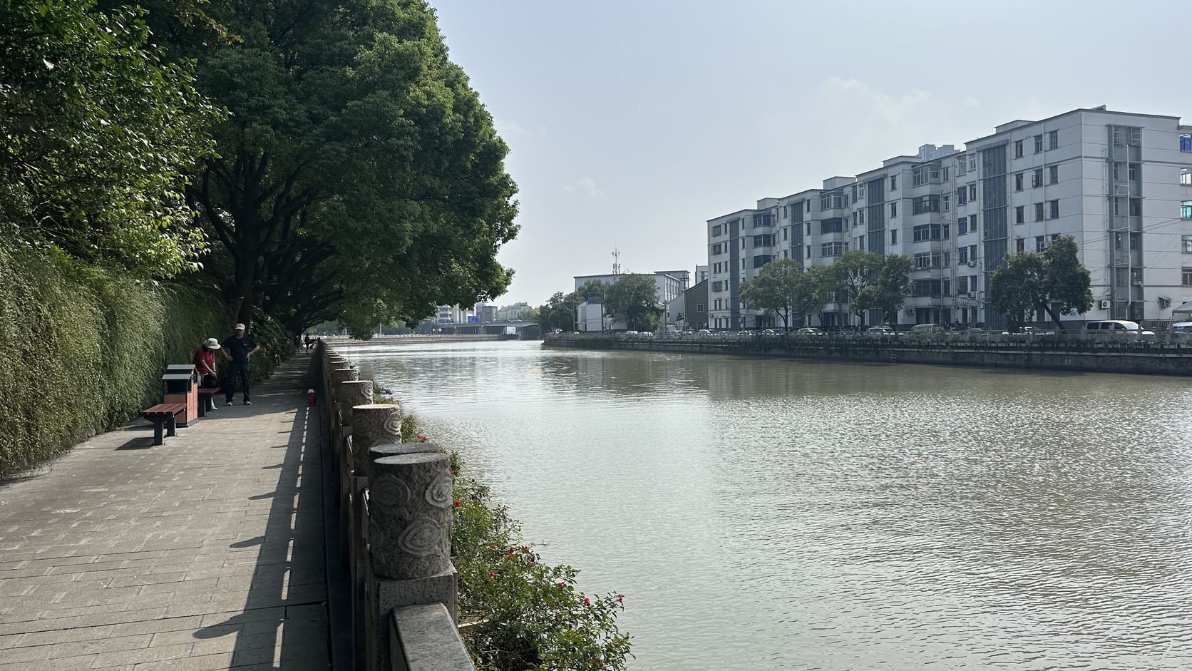 古運河岸邊的步道與河景