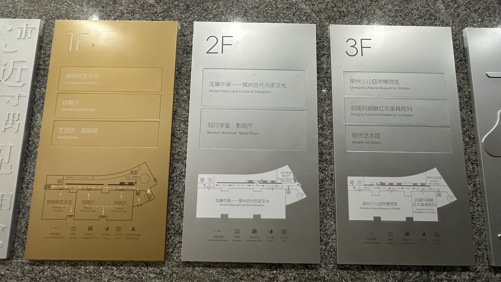 常州博物館 1F、2F、3F 樓層導覽牌