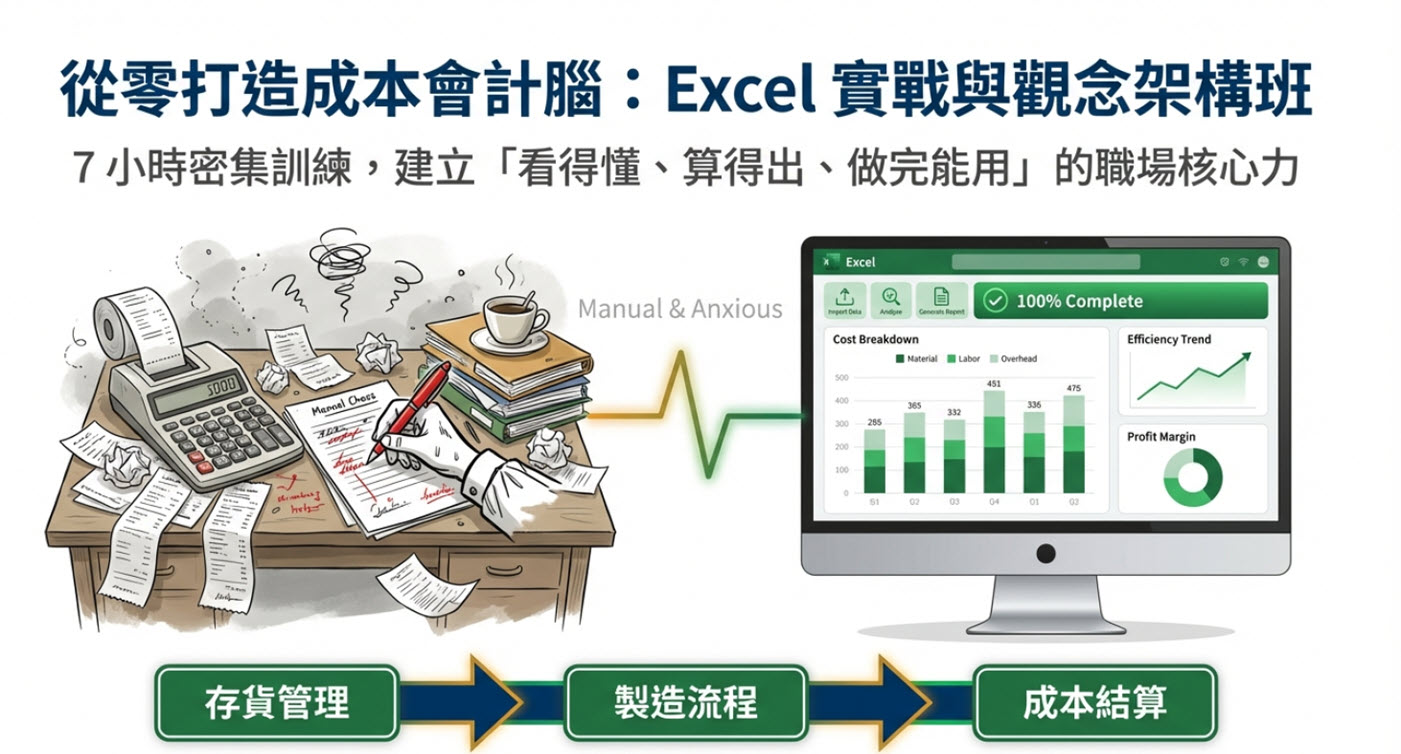 從零打造成本會計腦:Excel實戰與觀念架構班