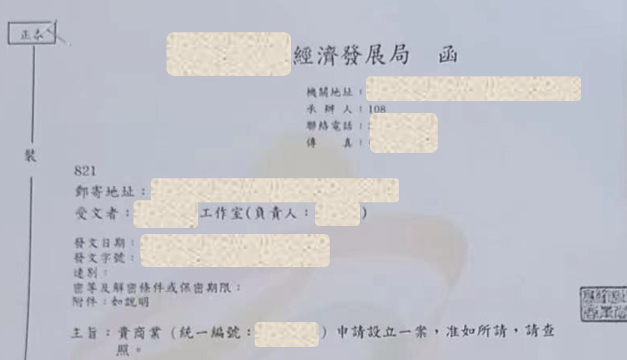 一、營業登記證書