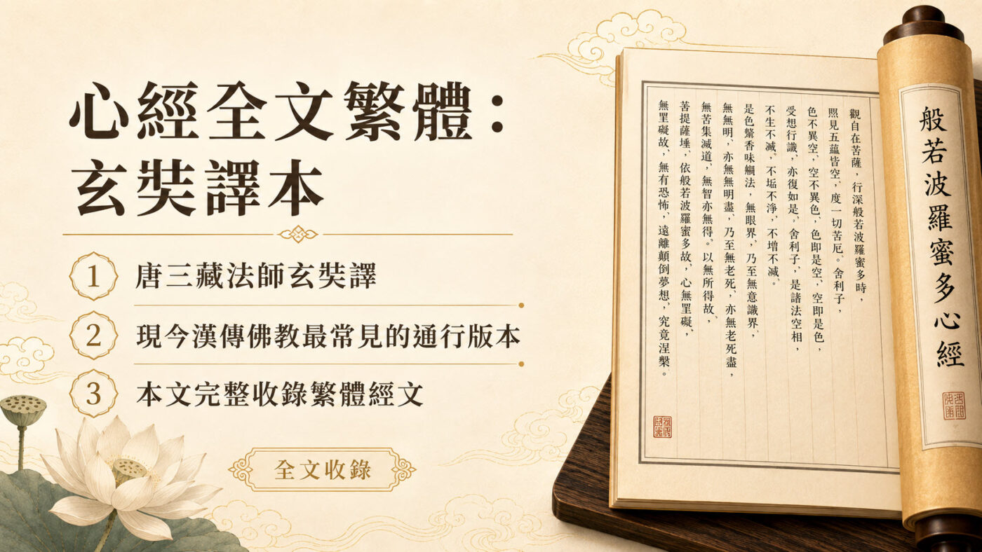 一、心經全文繁體:玄奘譯本