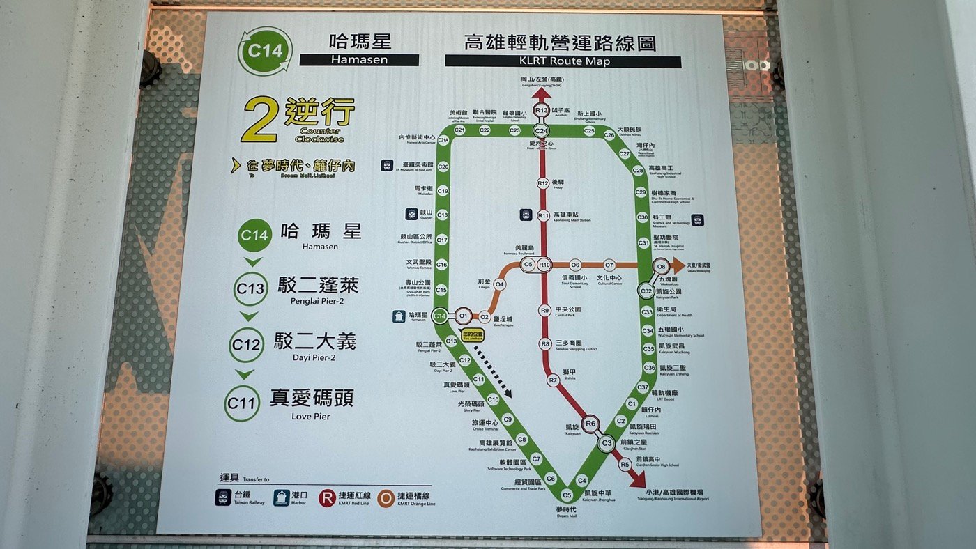 高雄輕軌營運路線圖