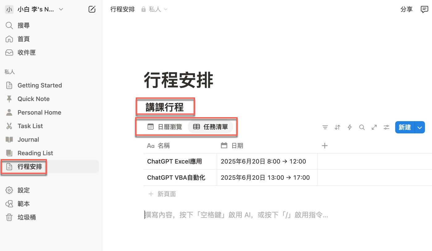 九、完整Notion頁面