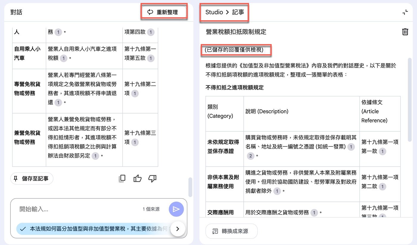 NotebookLM教學:快速生成1張稅法筆記表格