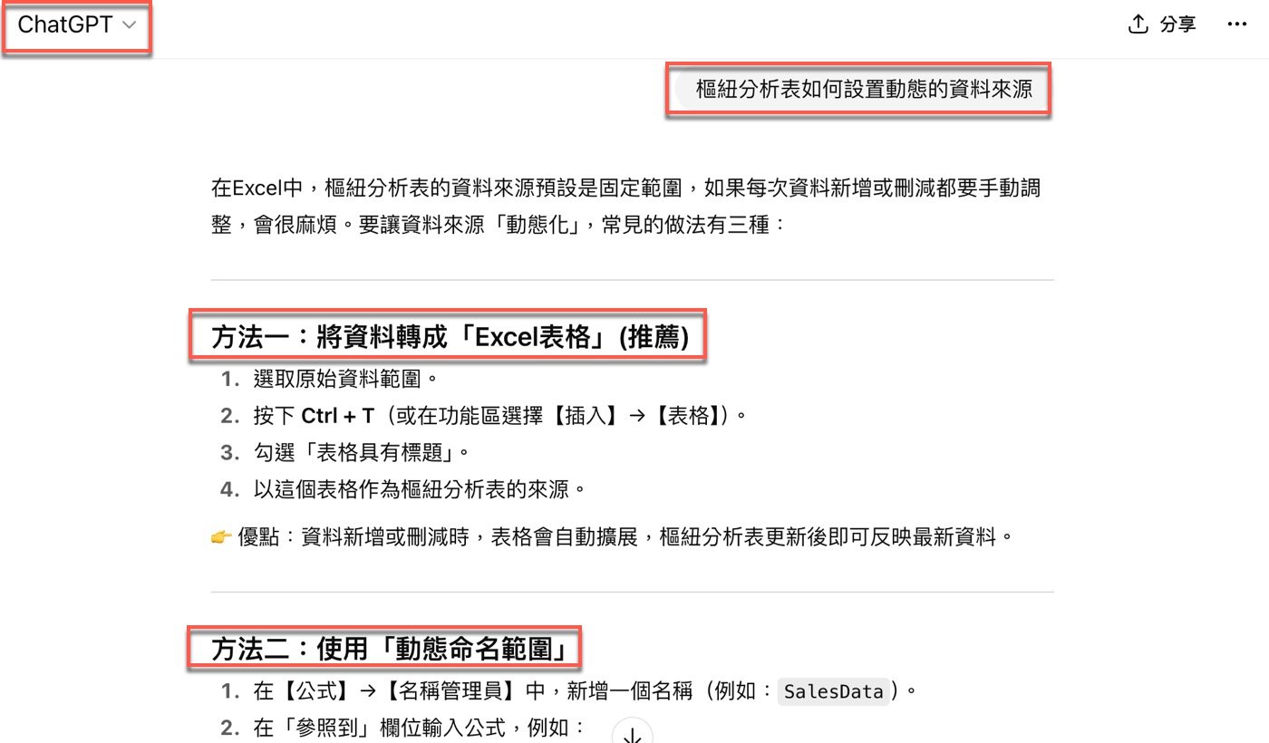 樞紐分析表自動更新：5種ChatGPT教的方法
