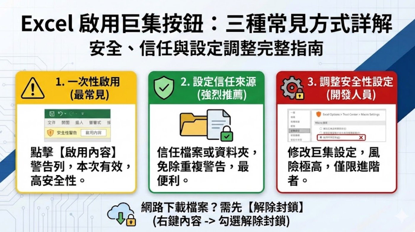 一、Excel啟用巨集按鈕