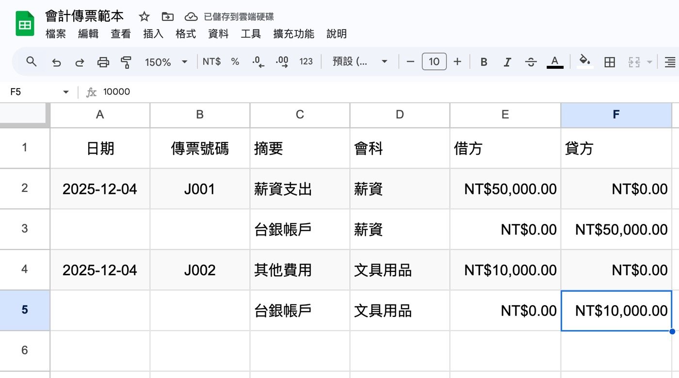 三、正式會計傳票2