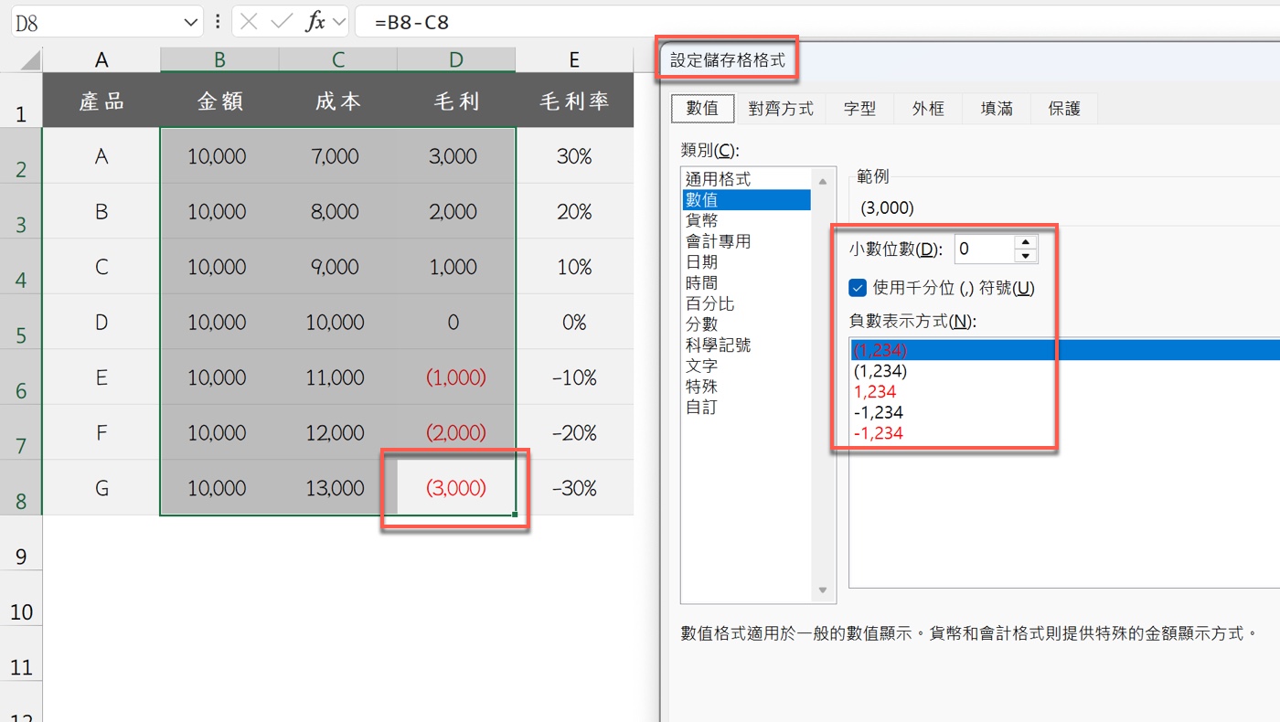 一、千分位整數格式
