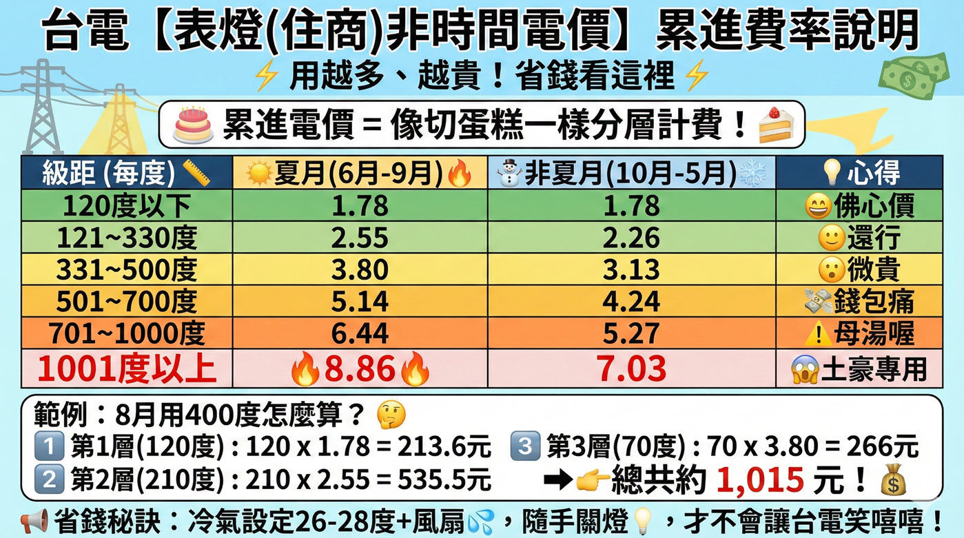 一、台電電費計算公式