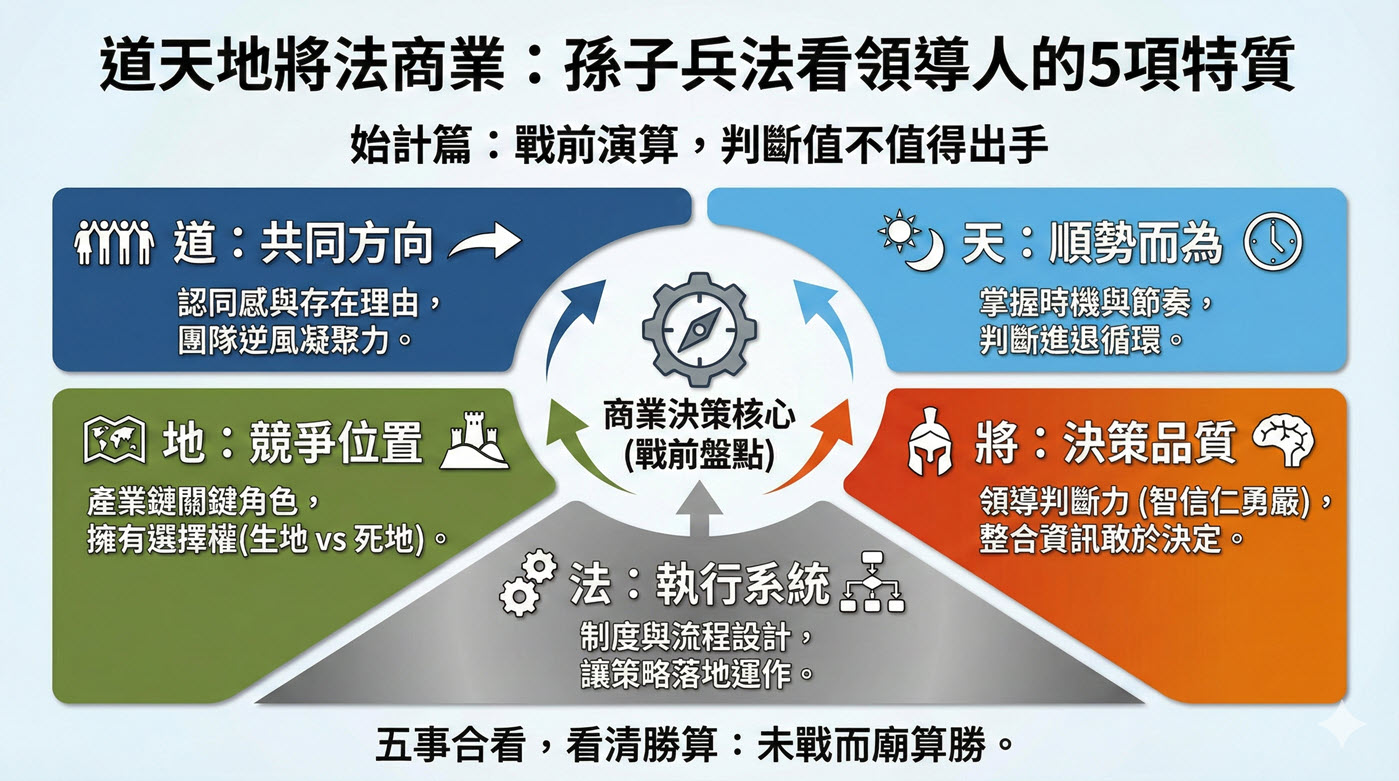 道天地將法商業：孫子兵法看領導人的5項特質