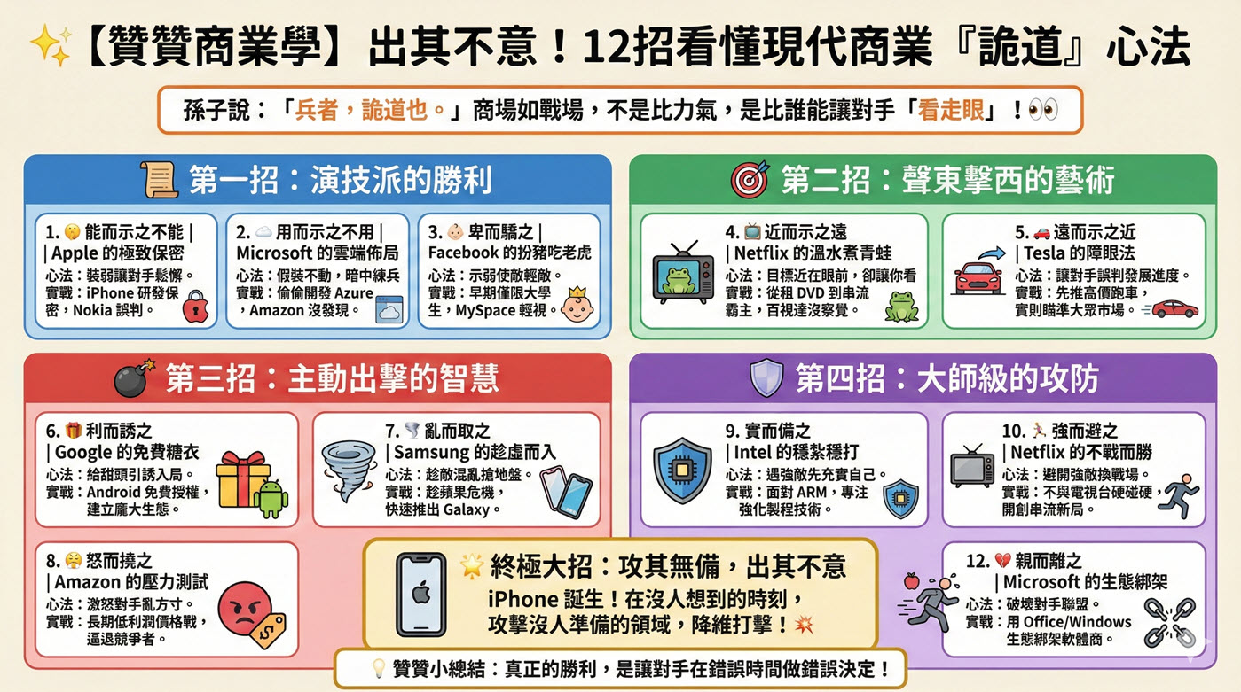 出其不意意思：12招孫子兵法教的兵者詭道也