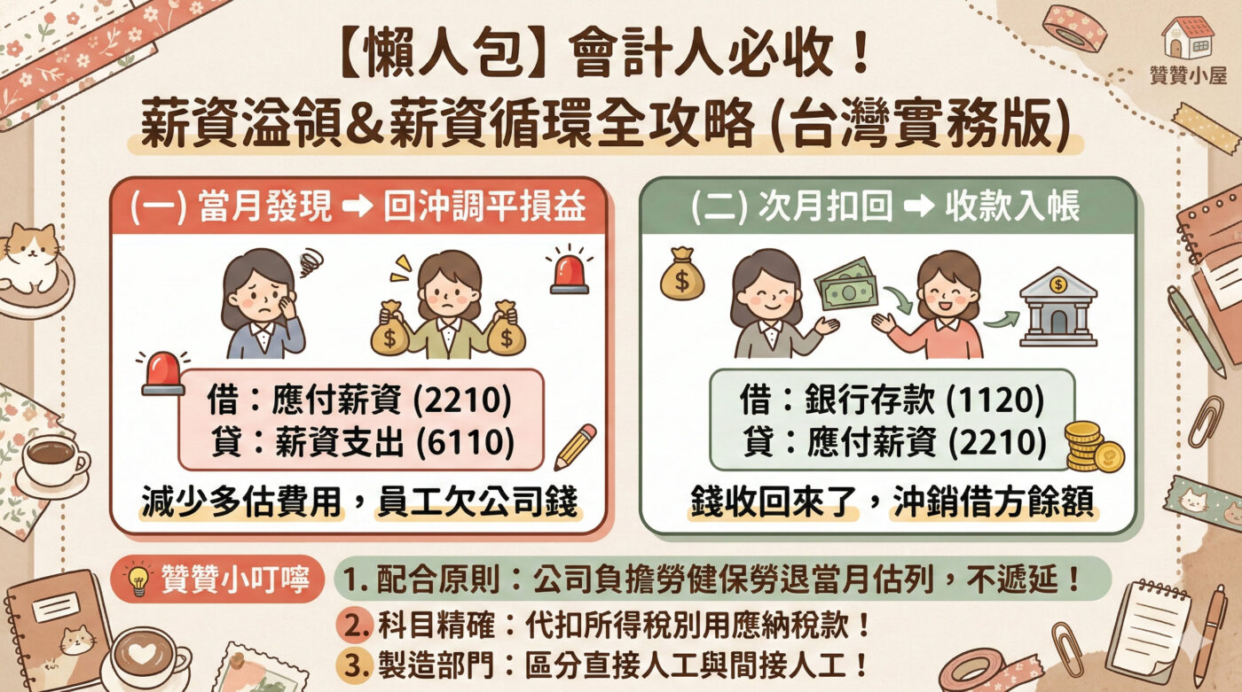 五、特殊情況：員工溢領薪資的會計處理1