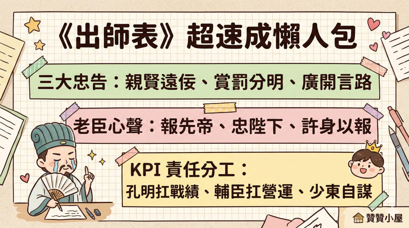 出師表原文：4大重點內容與白話文意思翻譯