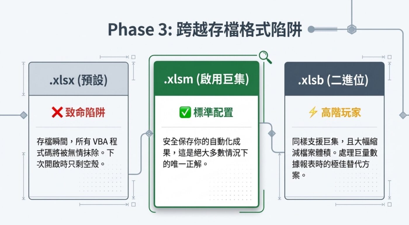 四、儲存為「啟用巨集」格式：瞭解有哪些檔案格式