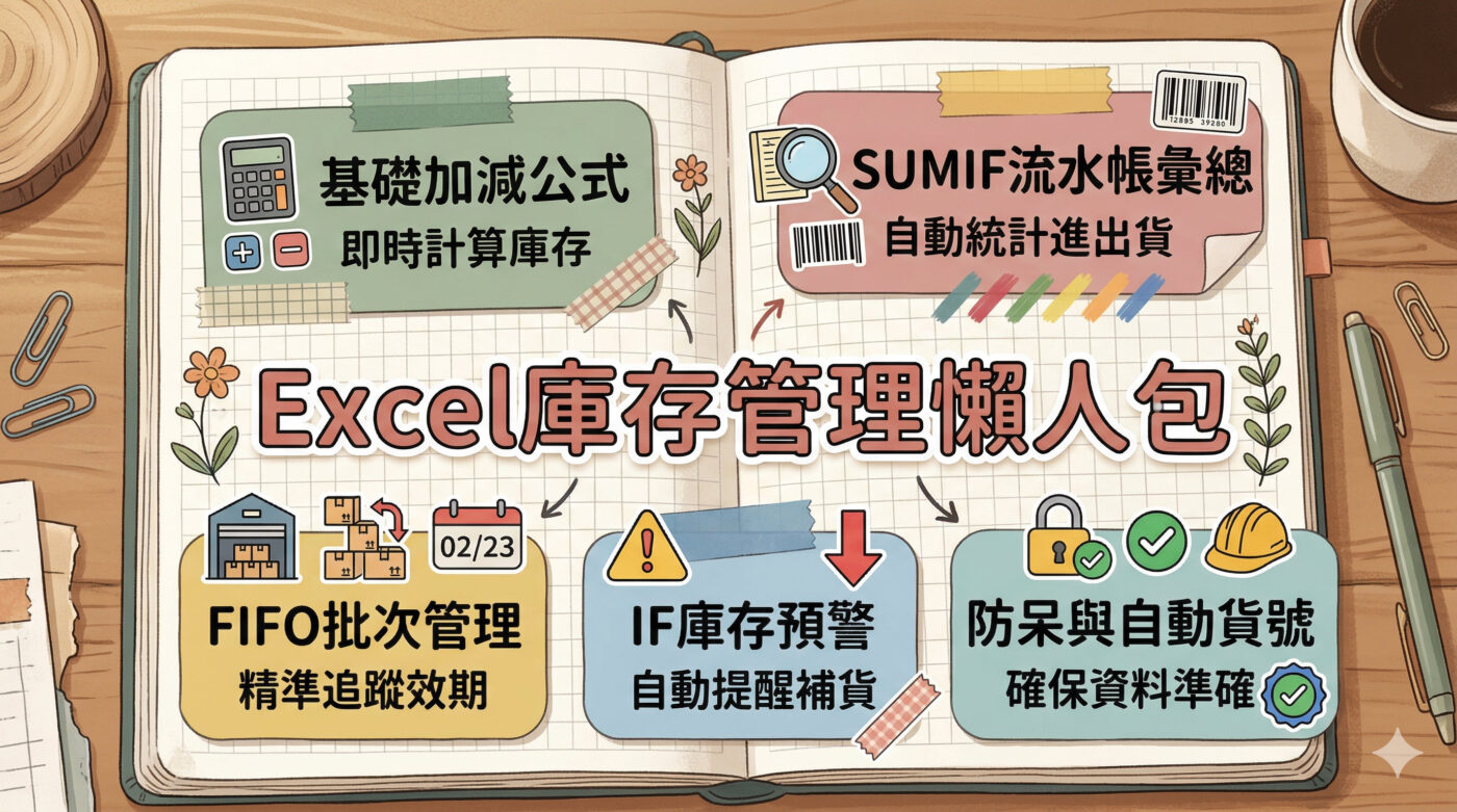 庫存表Excel公式：5組不同庫存管理模板範本