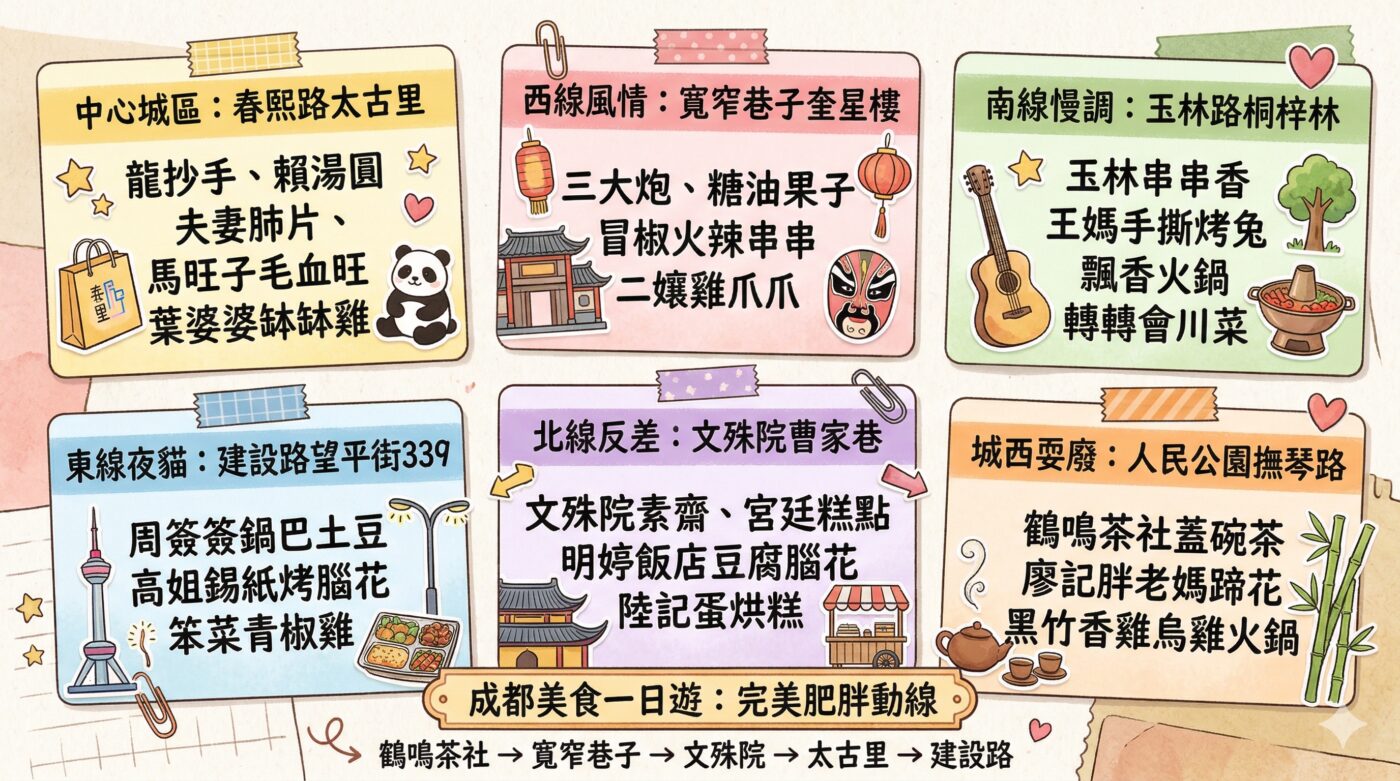 成都美食地圖:6大商圈分區與一日遊美食規劃