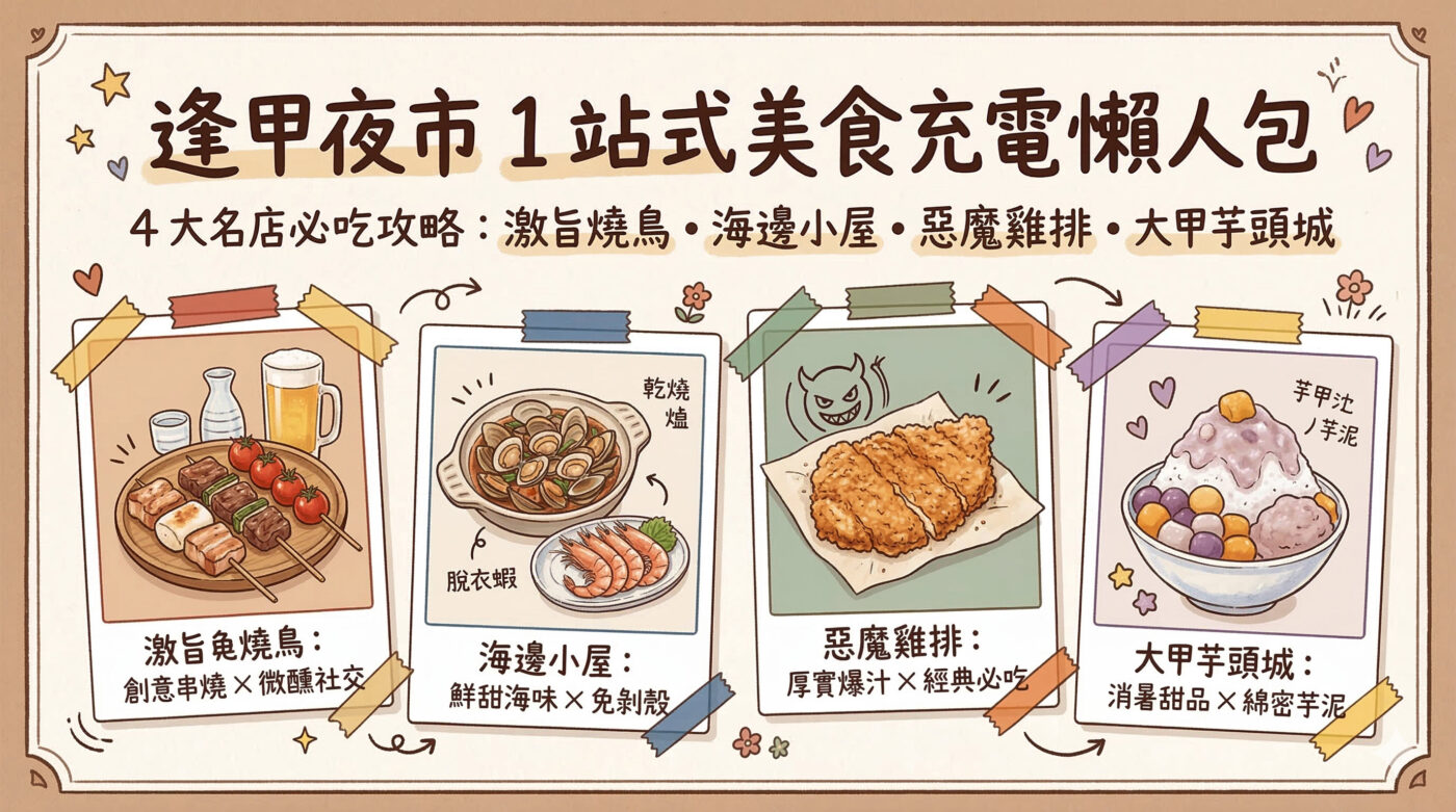 六、逢甲夜市美食:創意串燒與特色小吃