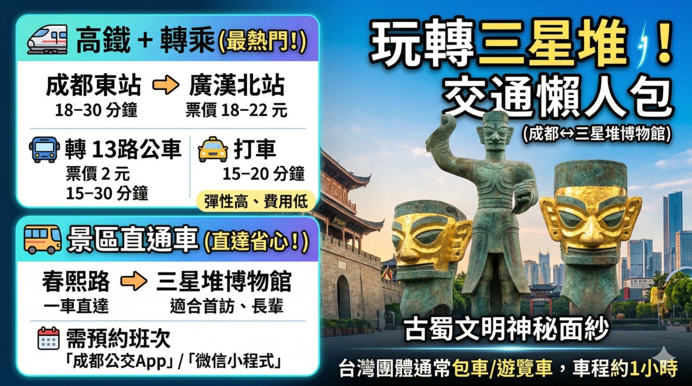 四、三星堆博物館交通：自由行可以考慮選項1