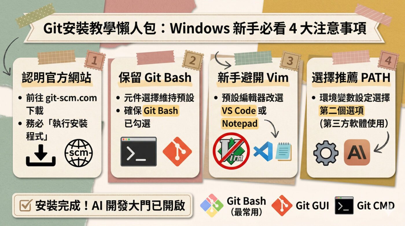 Git安裝教學：4個Windows系統下載注意事項