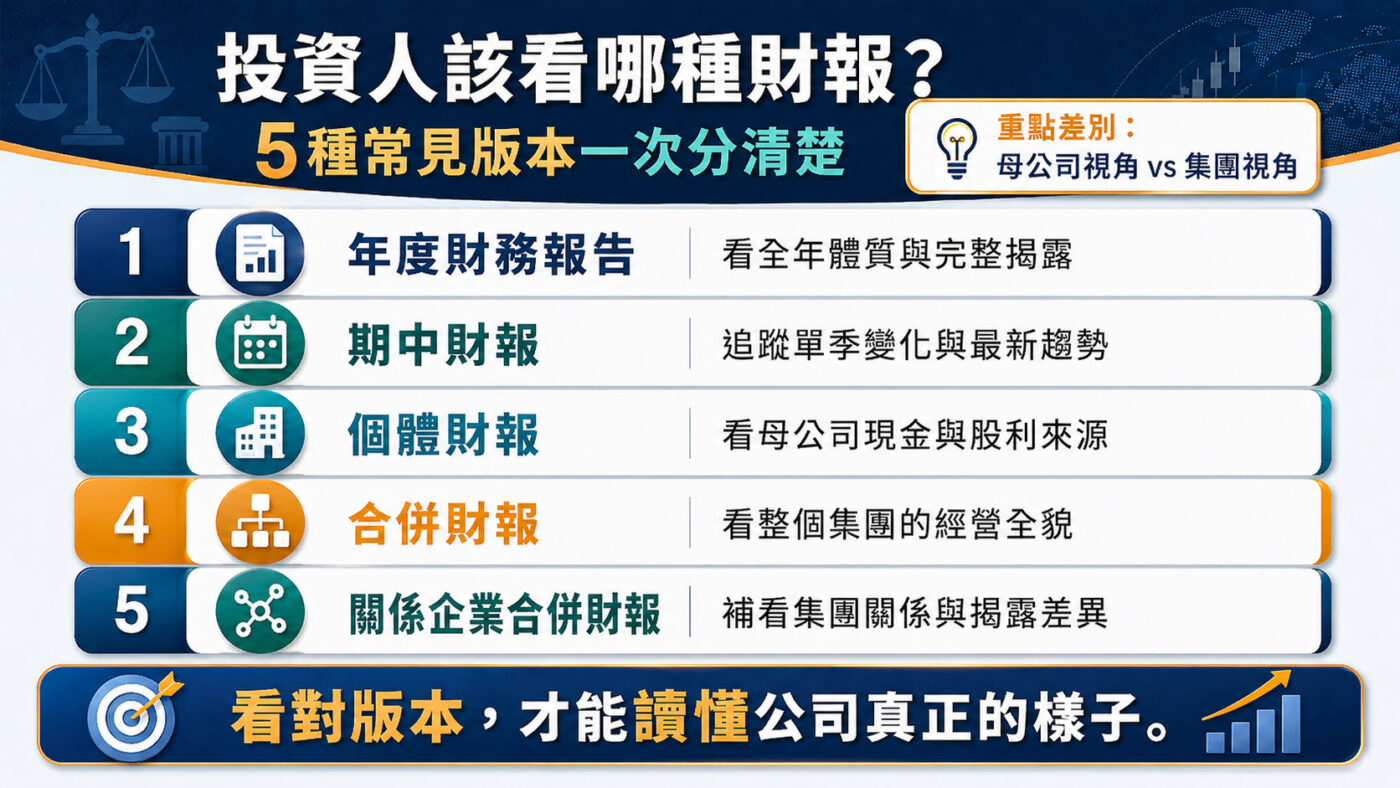 五、個體財報與合併財報:何時切換閱讀視角