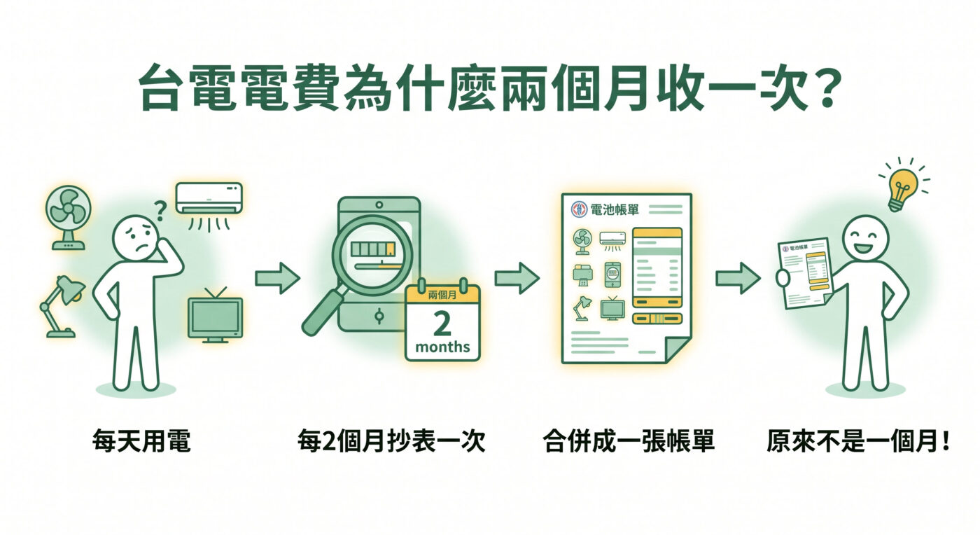 一、雙月計費：台電帳單每2個月一次