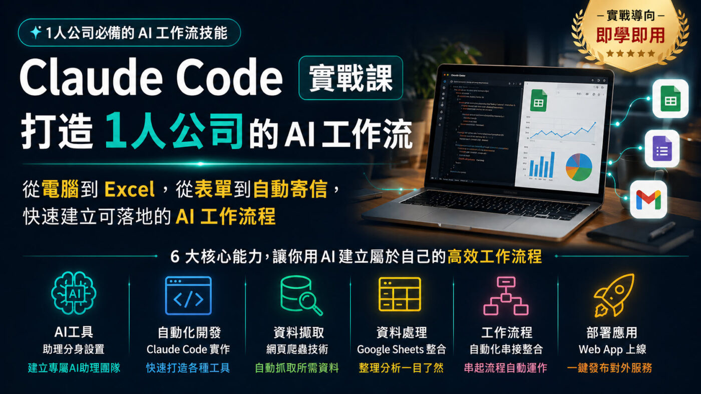 Claude Code實戰課：打造1人公司的AI工作流