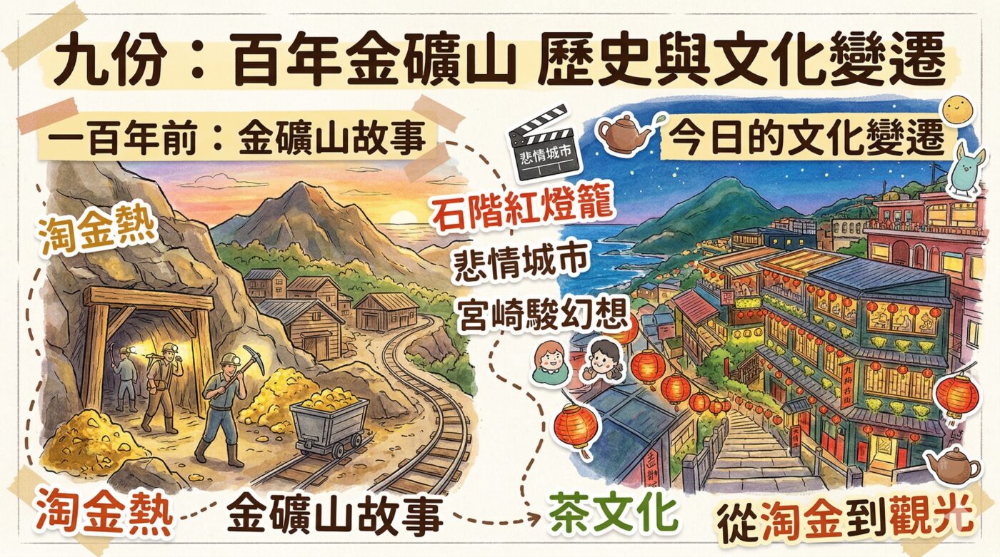 九份介紹:1百年前金礦山歷史故事與文化變遷