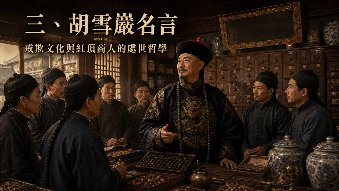 三、胡雪巖名言：戒欺文化與紅頂商人的處世哲學