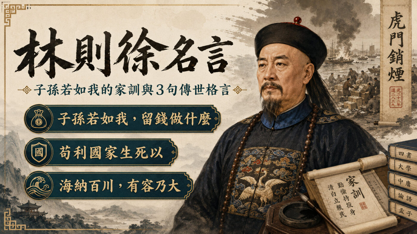 林則徐名言：子孫若如我的家訓與3句傳世格言