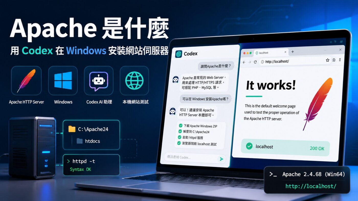 Apache 是什麼：用 Codex 在 Windows 安裝網站伺服器