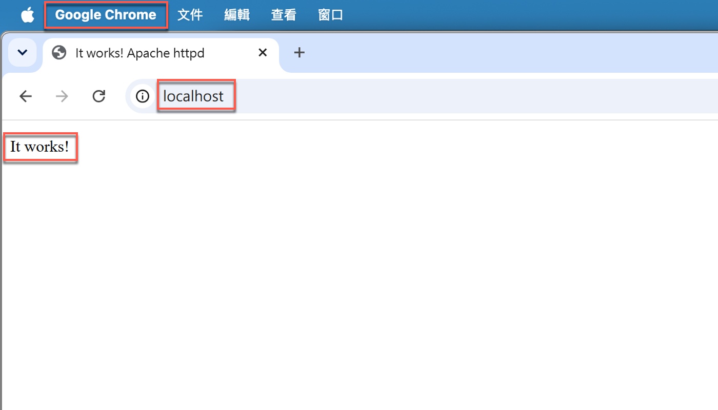 localhost 顯示 It works