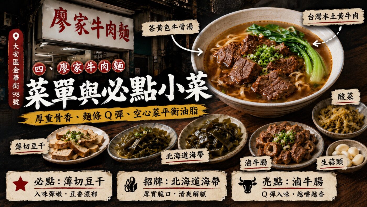 四、廖家牛肉麵的菜單與必點小菜
