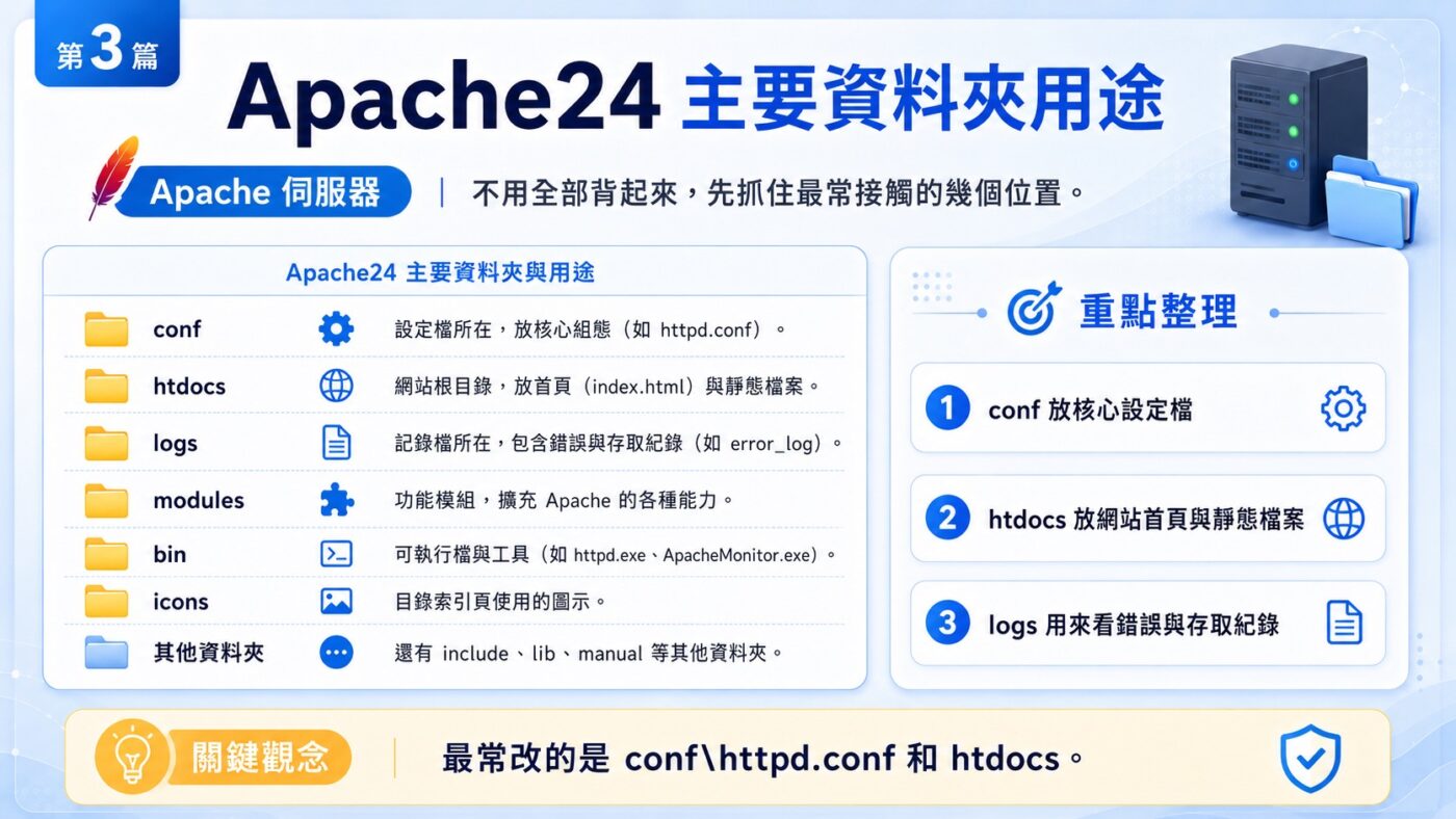 三、Apache24 主要資料夾用途 2
