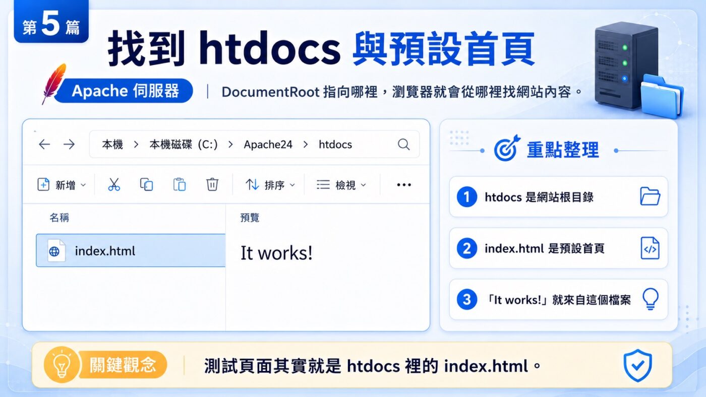 五、找到 htdocs 與預設首頁 2