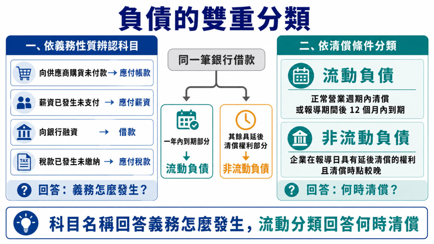四、負債依性質與清償時間分類