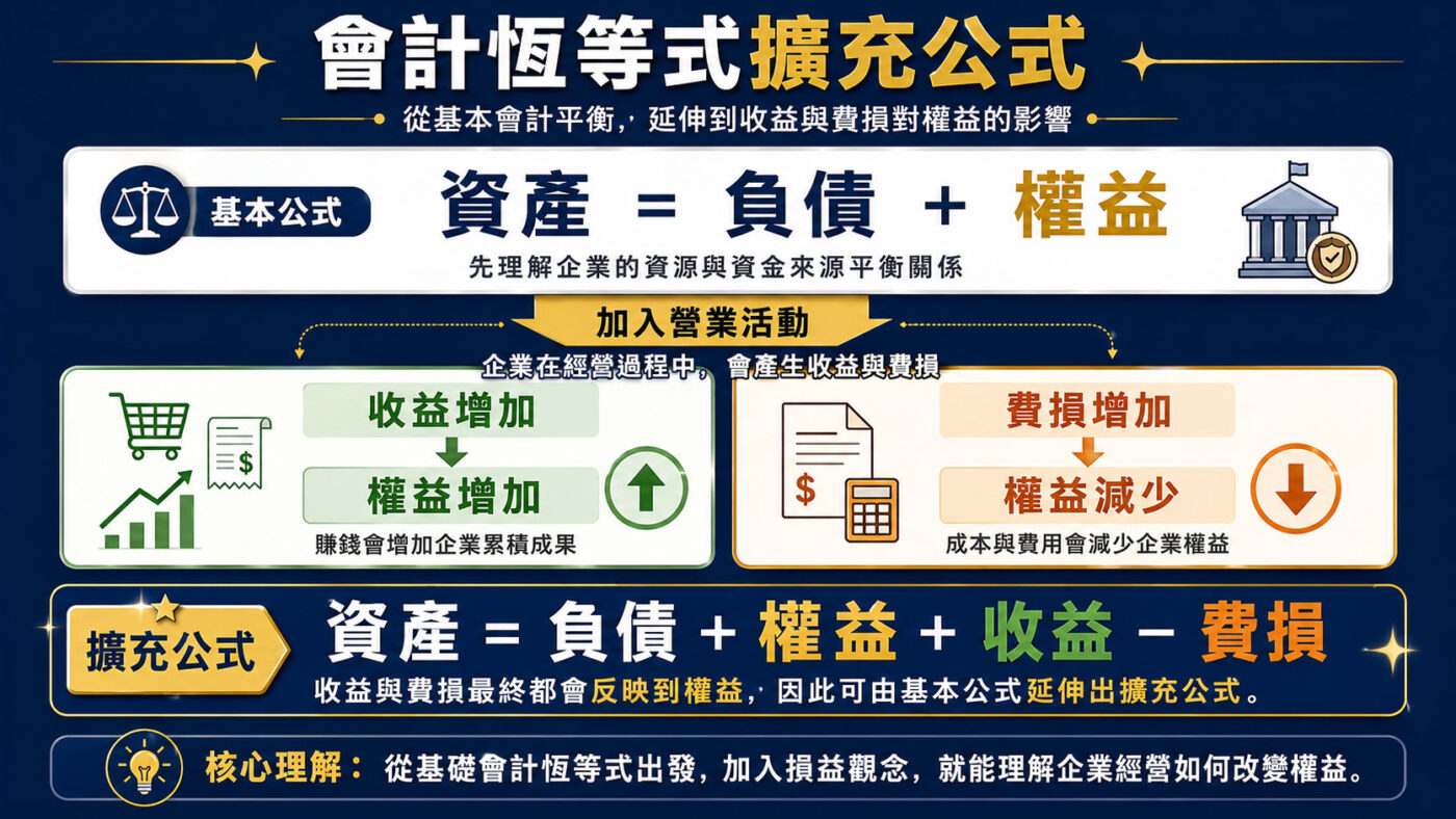 四、會計恆等式擴充:收益與費損如何影響權益