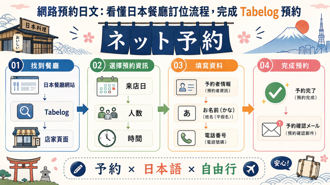 網路預約日文:Tabelog 餐廳訂位流程與常見用語