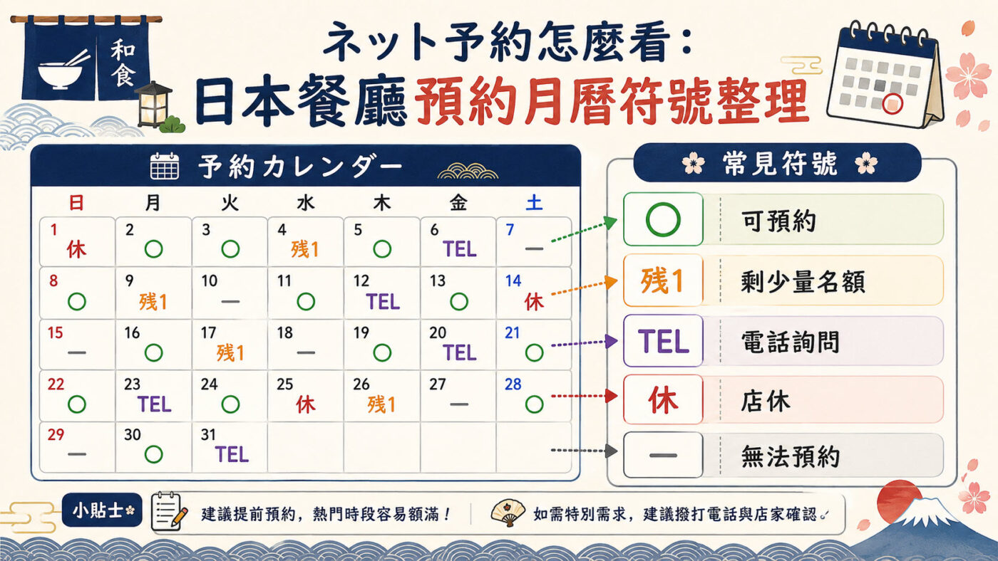 二、日文餐廳訂位:ネット予約與月曆符號 2