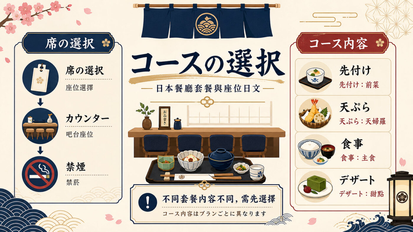 四、コースの選択:座位與套餐日文怎麼看 2