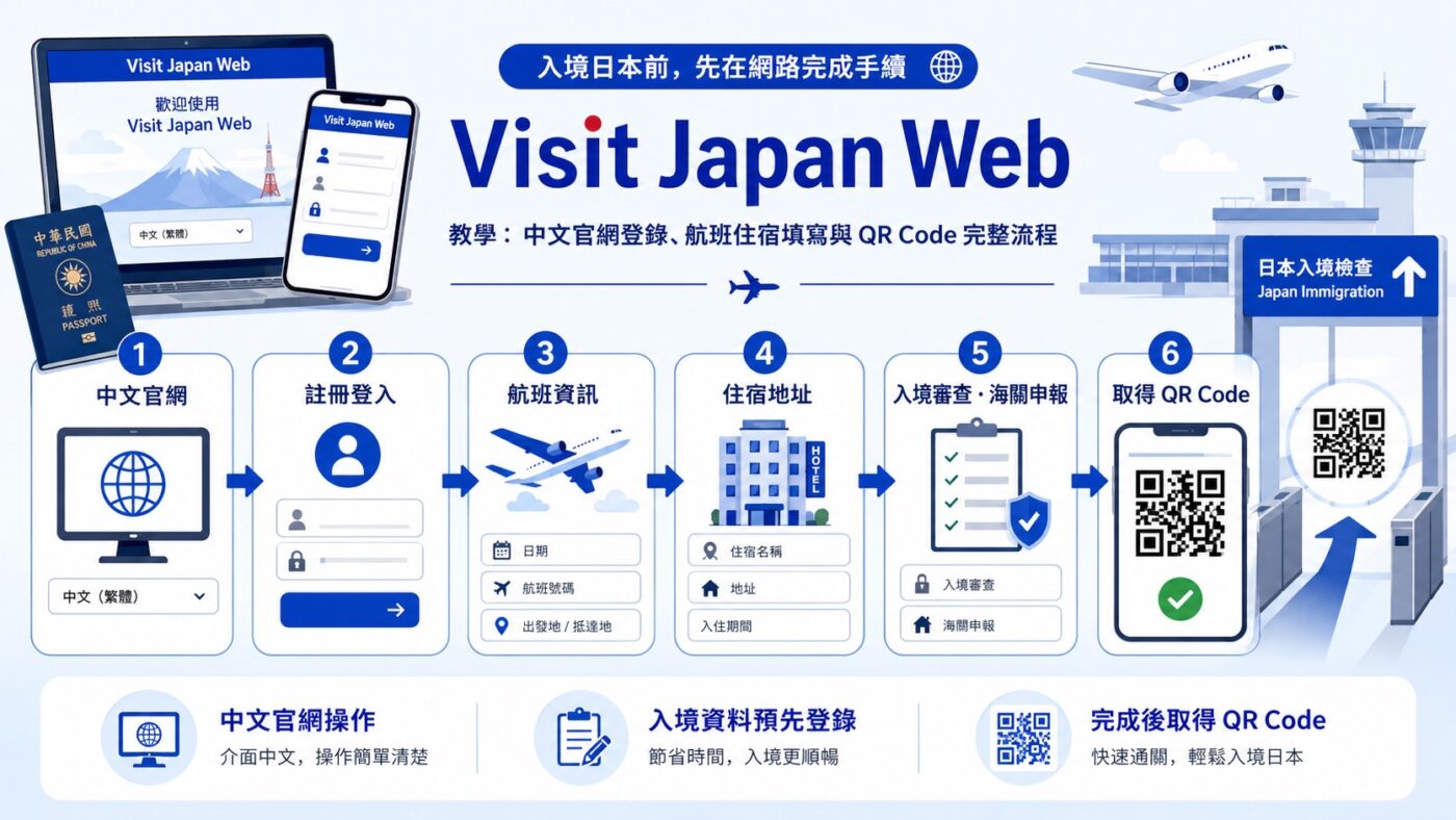 Visit Japan Web 教學 2026:中文官網、同行家人與 QR Code 完整流程